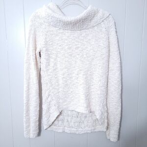 Moth Sweater Women Mock Turtle Neck Long Sleeve Pullover Beige Size M